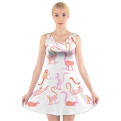 Lemur T- Shirt Lemur Pattern T- Shirt V-neck Sleeveless Dress by maxcute