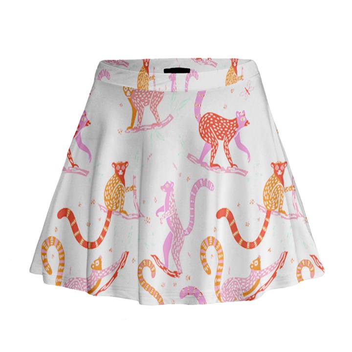 Lemur T- Shirt Lemur Pattern T- Shirt Mini Flare Skirt