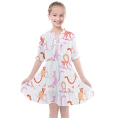 Lemur T- Shirt Lemur Pattern T- Shirt Kids  All Frills Chiffon Dress by maxcute