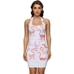 Lemur T- Shirt Lemur Pattern T- Shirt Sleeveless Wide Square Neckline Ruched Bodycon Dress