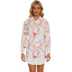 Lemur T- Shirt Lemur Pattern T- Shirt Womens Long Sleeve Shirt Dress