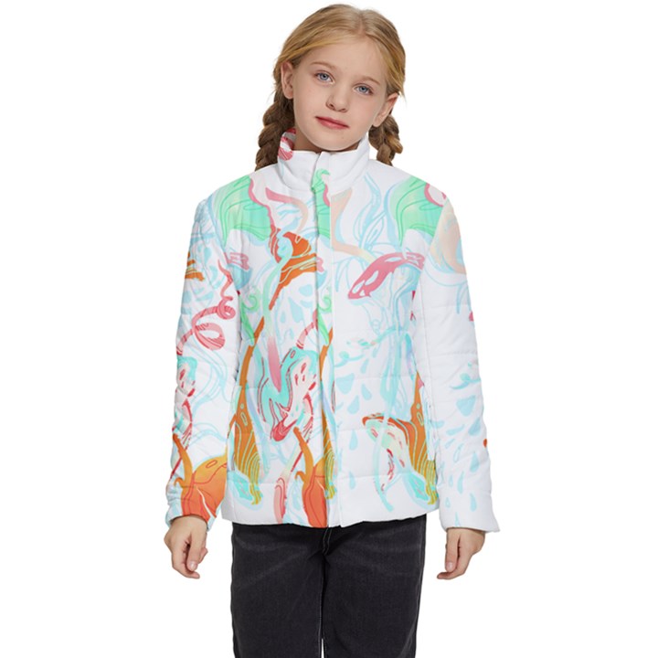 Lotus Flower T- Shirt Lotus Fantasy T- Shirt Kids  Puffer Bubble Jacket Coat