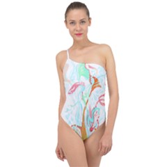 Lotus Flower T- Shirt Lotus Fantasy T- Shirt Classic One Shoulder Swimsuit by maxcute