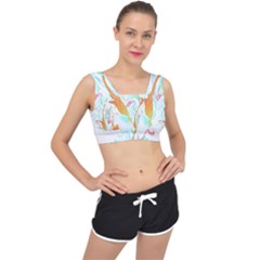 Lotus Flower T- Shirt Lotus Fantasy T- Shirt V-back Sports Bra by maxcute