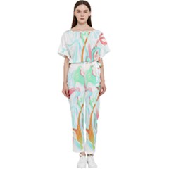 Lotus Flower T- Shirt Lotus Fantasy T- Shirt Batwing Lightweight Chiffon Jumpsuit by maxcute