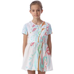 Lotus Flower T- Shirt Lotus Fantasy T- Shirt Kids  Short Sleeve Pinafore Style Dress