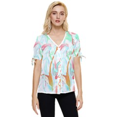 Lotus Flower T- Shirt Lotus Fantasy T- Shirt Bow Sleeve Button Up Top by maxcute