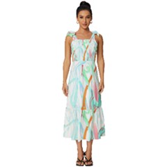 Lotus Flower T- Shirt Lotus Fantasy T- Shirt Tie-strap Tiered Midi Chiffon Dress