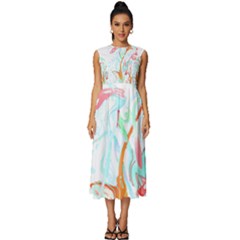 Lotus Flower T- Shirt Lotus Fantasy T- Shirt Sleeveless Round Neck Midi Dress