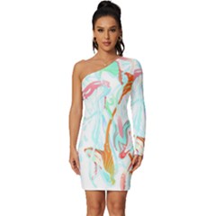 Lotus Flower T- Shirt Lotus Fantasy T- Shirt Long Sleeve One Shoulder Mini Dress by maxcute