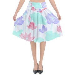 Lotus T- Shirt Lotus Love T- Shirt Flared Midi Skirt by maxcute