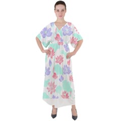 Lotus T- Shirt Lotus Love T- Shirt V-neck Boho Style Maxi Dress by maxcute