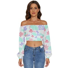 Lotus T- Shirt Lotus Love T- Shirt Long Sleeve Crinkled Weave Crop Top by maxcute