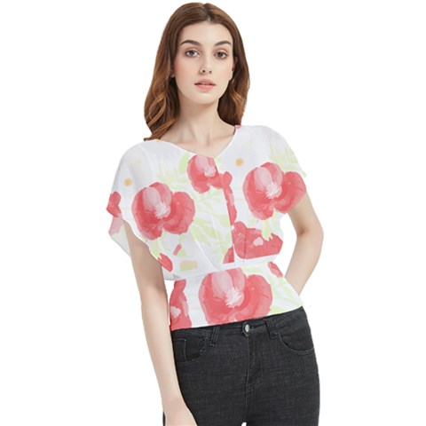 Love T- Shirt Love Garden Pattern T- Shirt Butterfly Chiffon Blouse by maxcute