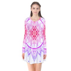 Mandala Design T- Shirttime Travel T- Shirt Long Sleeve V-neck Flare Dress by maxcute