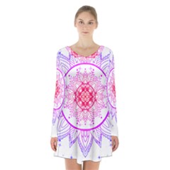 Mandala Design T- Shirttime Travel T- Shirt Long Sleeve Velvet V-neck Dress by maxcute