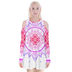 Mandala Design T- Shirttime Travel T- Shirt Velvet Long Sleeve Shoulder Cutout Dress by maxcute