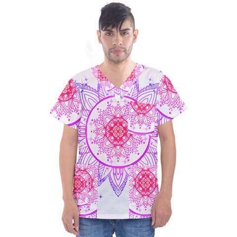 Mandala Design T- Shirttime Travel T- Shirt Men s V-neck Scrub Top by maxcute