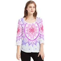 Mandala Design T- Shirttime Travel T- Shirt Chiffon Quarter Sleeve Blouse by maxcute