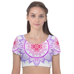 Mandala Design T- Shirttime Travel T- Shirt Velvet Short Sleeve Crop Top  by maxcute