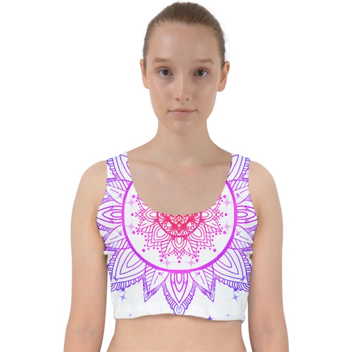 Mandala Design T- Shirttime Travel T- Shirt Velvet Racer Back Crop Top