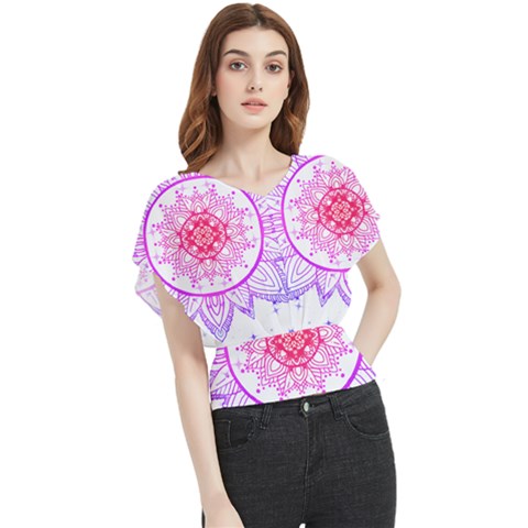 Mandala Design T- Shirttime Travel T- Shirt Butterfly Chiffon Blouse by maxcute