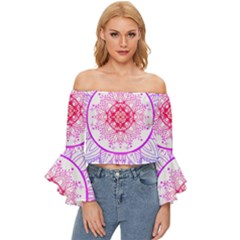 Mandala Design T- Shirttime Travel T- Shirt Off Shoulder Flutter Bell Sleeve Top by maxcute