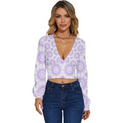 Mandala Flower Pattern T- Shirt Mandala Flower Pattern T- Shirt Long Sleeve Deep-v Velour Top