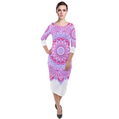 Mandala T- Shirt Beautiful Abstract Mandala T- Shirt Quarter Sleeve Midi Velour Bodycon Dress by maxcute