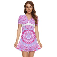 Mandala T- Shirt Beautiful Abstract Mandala T- Shirt V-neck High Waist Chiffon Mini Dress by maxcute