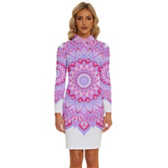 Mandala T- Shirt Beautiful Abstract Mandala T- Shirt Long Sleeve Shirt Collar Bodycon Dress