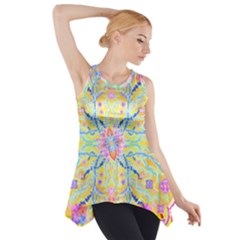 Mandala T- Shirt Block Lotus T- Shirt Side Drop Tank Tunic by maxcute