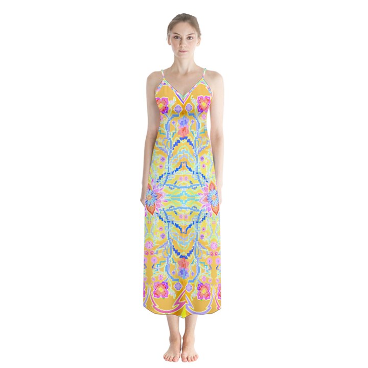 Mandala T- Shirt Block Lotus T- Shirt Button Up Chiffon Maxi Dress