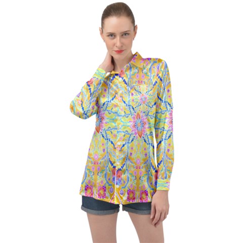 Mandala T- Shirt Block Lotus T- Shirt Long Sleeve Satin Shirt by maxcute