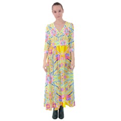 Mandala T- Shirt Block Lotus T- Shirt Button Up Maxi Dress by maxcute