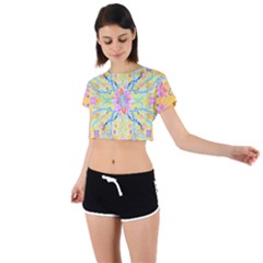 Mandala T- Shirt Block Lotus T- Shirt Tie Back Short Sleeve Crop Tee by maxcute