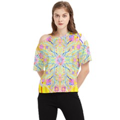 Mandala T- Shirt Block Lotus T- Shirt One Shoulder Cut Out Tee by maxcute