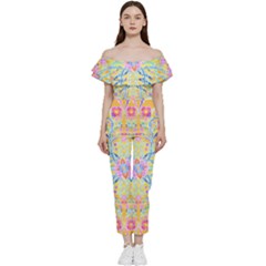 Mandala T- Shirt Block Lotus T- Shirt Off Shoulder Ruffle Top Jumpsuit