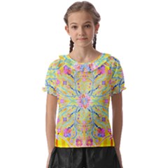 Mandala T- Shirt Block Lotus T- Shirt Kids  Frill Chiffon Blouse by maxcute