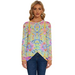 Mandala T- Shirt Block Lotus T- Shirt Long Sleeve Crew Neck Pullover Top