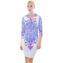 Mandala T- Shirt Fluid Water Mandala T- Shirt Quarter Sleeve Hood Bodycon Dress by maxcute