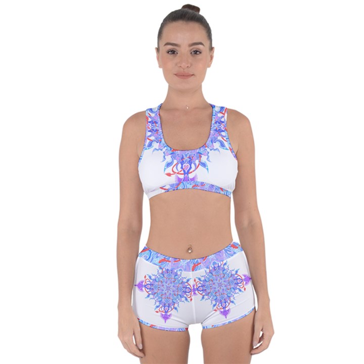 Mandala T- Shirt Fluid Water Mandala T- Shirt Racerback Boyleg Bikini Set