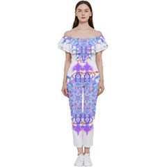 Mandala T- Shirt Fluid Water Mandala T- Shirt Off Shoulder Ruffle Top Jumpsuit