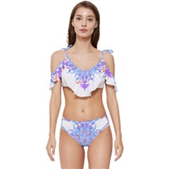 Mandala T- Shirt Fluid Water Mandala T- Shirt Ruffle Edge Tie Up Bikini Set	