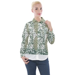 Mandala T- Shirt Green Mandala Lotus Flower Of Life Sacred Geometry Pattern Print T- Shirt Women s Long Sleeve Pocket Shirt