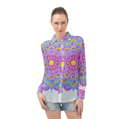 Mandala T- Shirt Mandala Art T- Shirt Long Sleeve Chiffon Shirt by maxcute