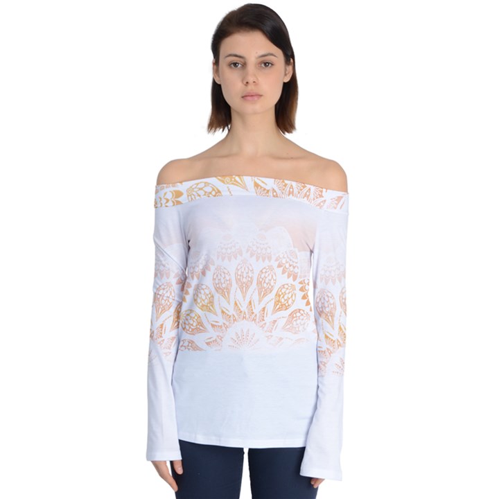 Mandala T- Shirt Mandala The Sunrise Series 002 T- Shirt Off Shoulder Long Sleeve Top