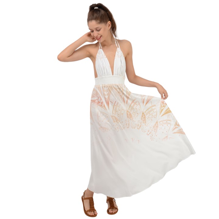 Mandala T- Shirt Mandala The Sunrise Series 003 T- Shirt Backless Maxi Beach Dress