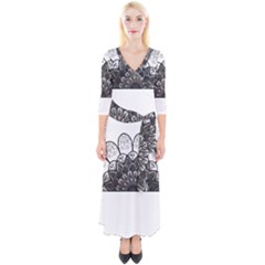 Mandala T- Shirt Mandala The Sunrise Series 004 T- Shirt Quarter Sleeve Wrap Maxi Dress