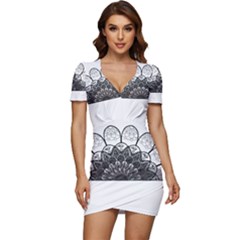 Mandala T- Shirt Mandala The Sunrise Series 004 T- Shirt Low Cut Cap Sleeve Mini Dress